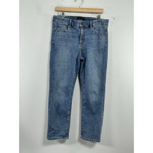 Womans Excellent Cond Ann Taylor The Straight Crop Stretch Blue Jeans 8 0225/C-5